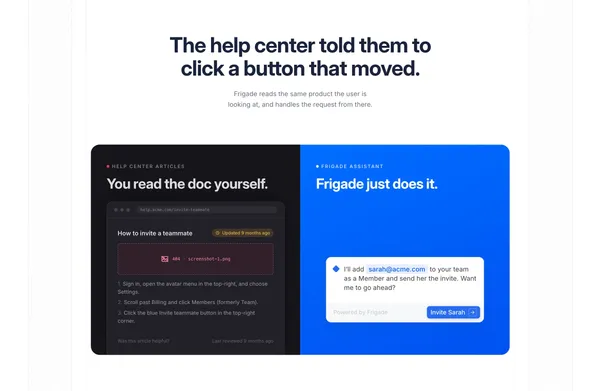 Frigade AI - The future of product adoption - Landing design inspiration