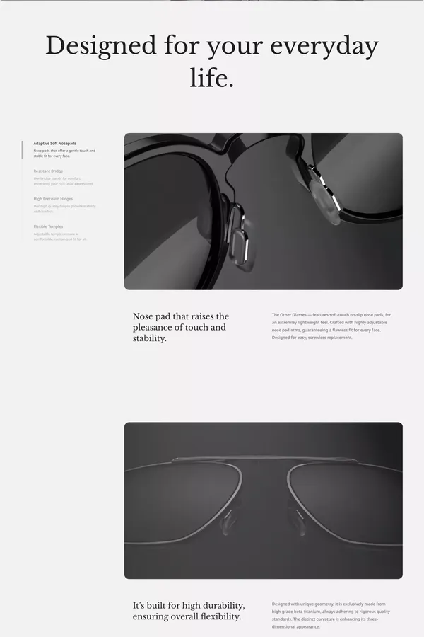 The Other Glasses - Landing design inspiration