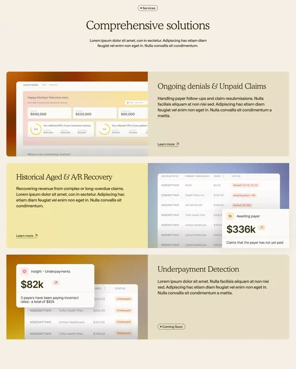Joyful Health | Revenue Recovery For Practices - Landing design inspiration