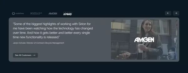 Sirion: The leader in AI contract management software - Landing design inspiration