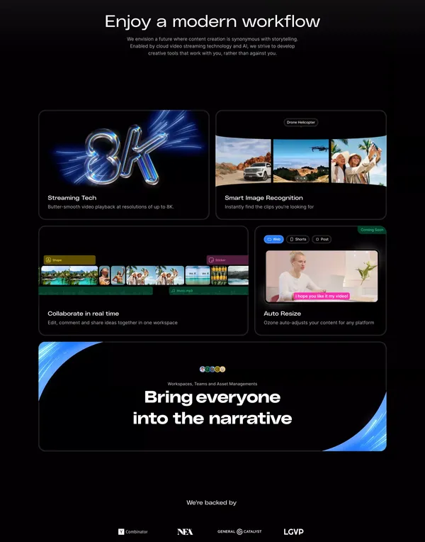 Ozone - Create Videos Faster with AI. - Landing design inspiration