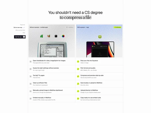 Squeeze – Video & Image Compression for macOS - Landing design inspiration