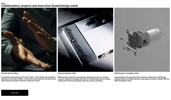 QuadroDesign: Stainless Steel Italian Faucets and Accessories - Landing design inspiration