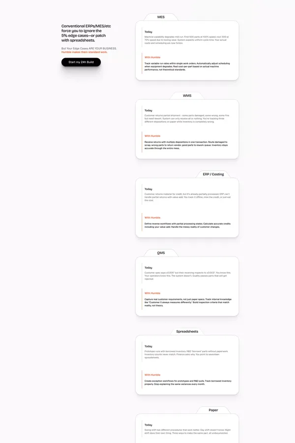 Humble - AI For Smart Manufacturing - Landing design inspiration