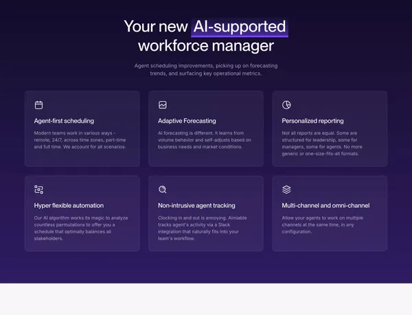Aimiable | AI driven Customer Support Operating System - Landing design inspiration