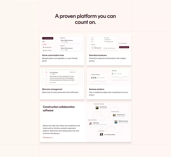 Rubus | Residential construction software - Landing design inspiration