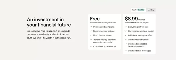 AI to make more of your money | Era - Landing design inspiration