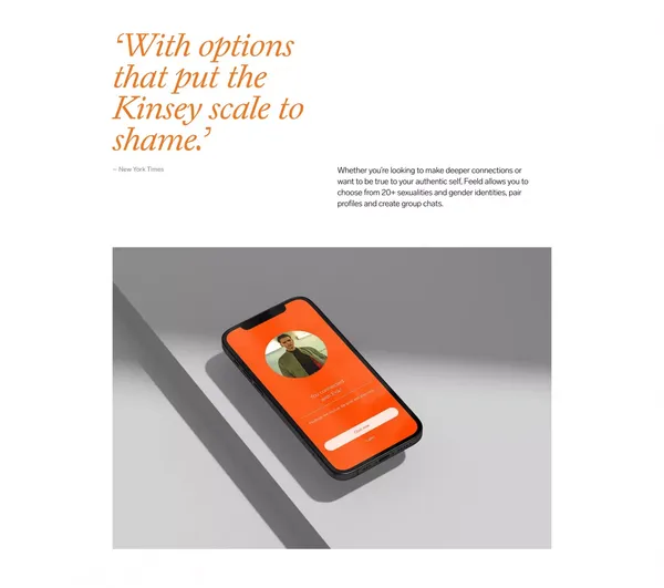Dating app for the open–minded to meet like–minded | Feeld - Landing design inspiration