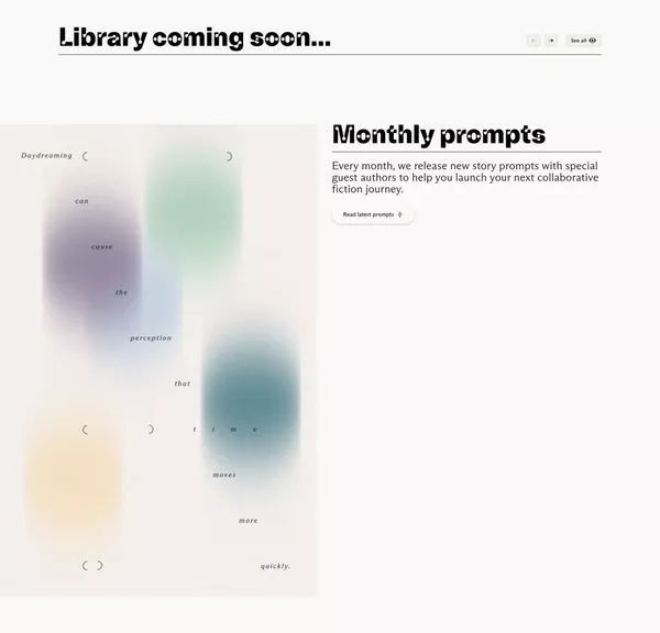 Collaborative Stories for the Collective Imagination - Switch-Lit - Landing design inspiration