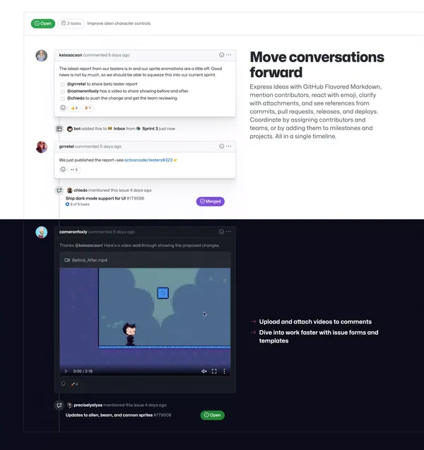 GitHub Issues · Project planning for developers · GitHub - Landing design inspiration