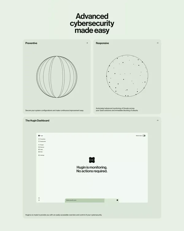 Hugin – Effortless cybersecurity. - Landing design inspiration