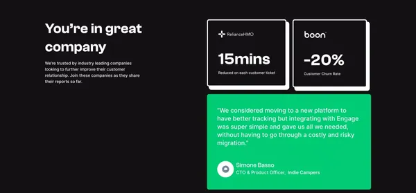 Send emails, SMS and in-app messages that convert – Engage - Landing design inspiration