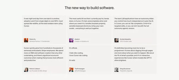 Cursor: The best way to code with AI - Landing design inspiration