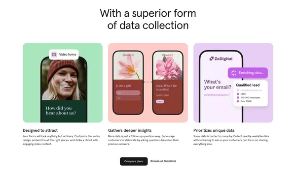 Typeform: People-Friendly Forms and Surveys - Landing design inspiration