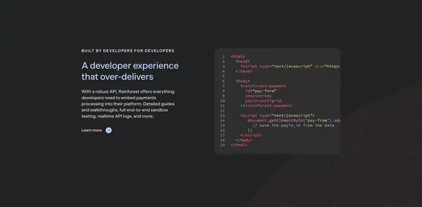 Rainforest | Payments processing for software companies - Landing design inspiration