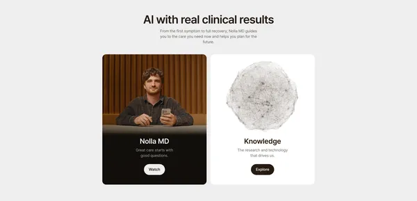 Nolla — Great Care Starts with Good Questions - Landing design inspiration