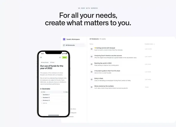 Decipad — Make sense of numbers - Landing design inspiration