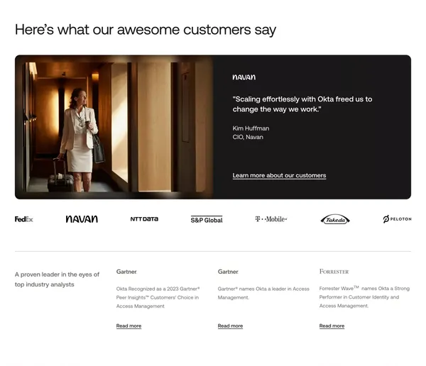Employee and Customer Identity Solutions | Okta - Landing design inspiration
