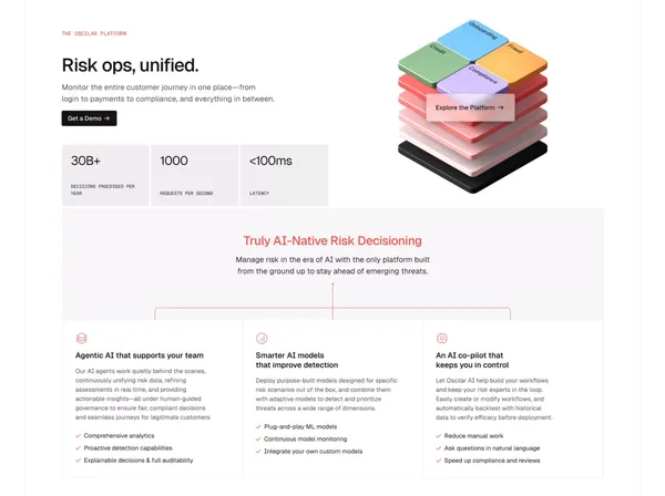 Oscilar - Risk Intelligence Decoded - Landing design inspiration