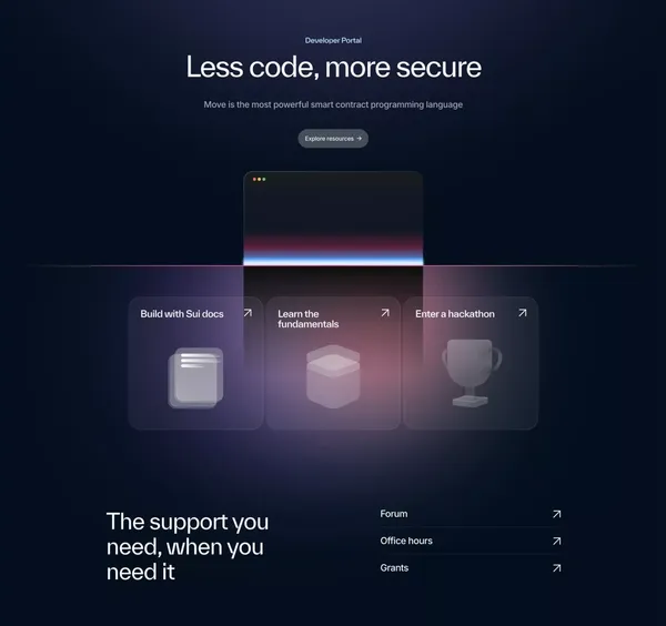 Sui | Deliver the Benefits of Web3 with the Ease of Web2 - Landing design inspiration