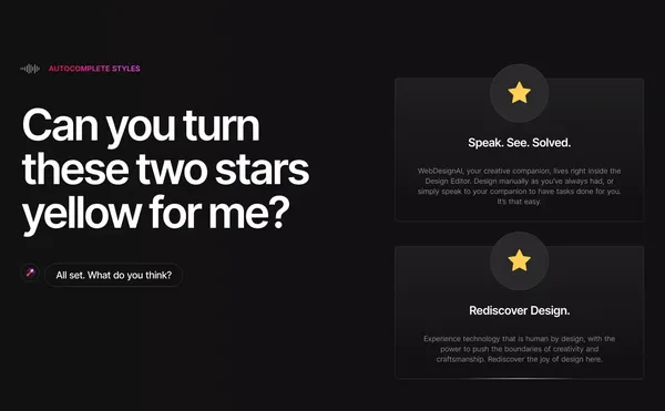 STUDIO AI | The new age design tool with WebDesignAI inside. - Landing design inspiration