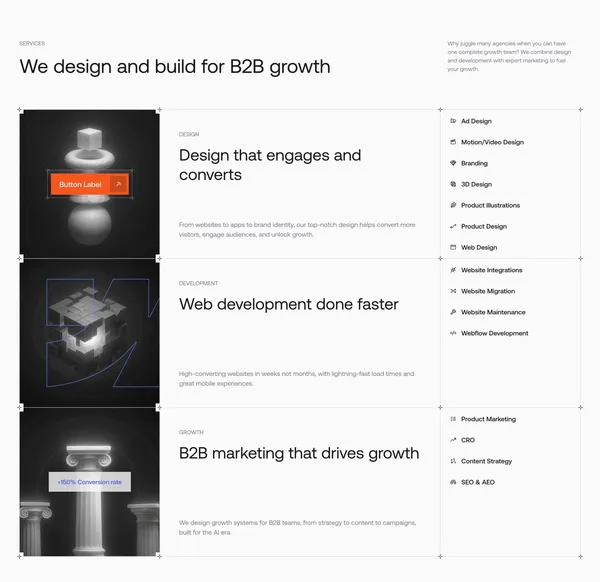 Grafit Agency | Growth-driven design for ambitious tech companies | Webflow Enterprise Partner - Landing design inspiration