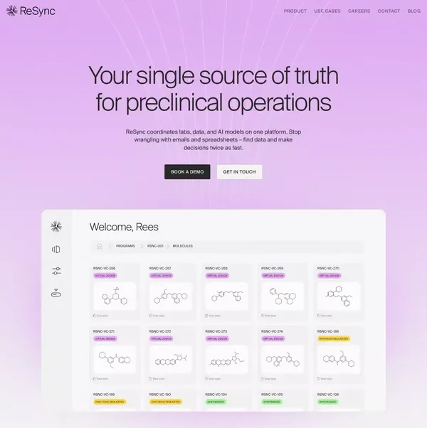 ReSync Bio — Your single source of truth for preclinical operations - Landing design inspiration