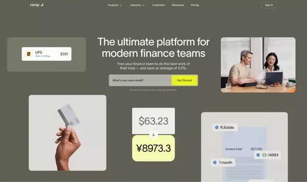 Ramp | Corporate Cards and Finance Automation That Scales - Landing design inspiration