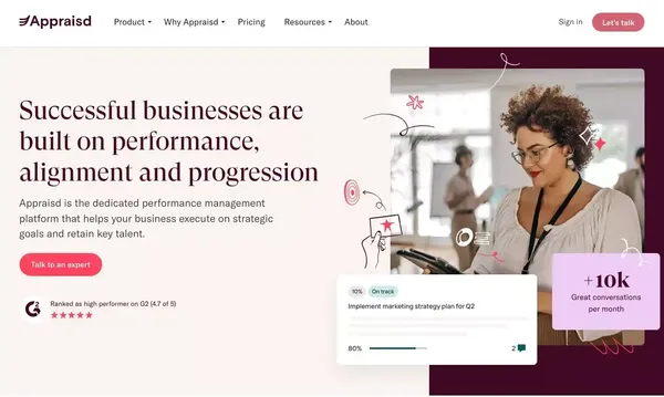 Appraisd | The dedicated performance management platform - Landing design inspiration