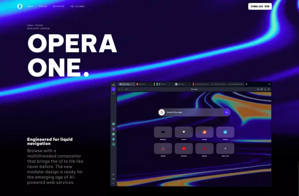 Opera One | Browsing reinvented | Opera - Landing design inspiration