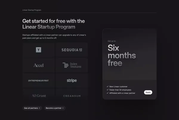 Linear for Startups – Linear - Landing design inspiration