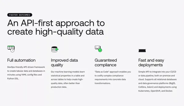 The first API-driven synthetic data generation platform - Synthesized - Landing design inspiration
