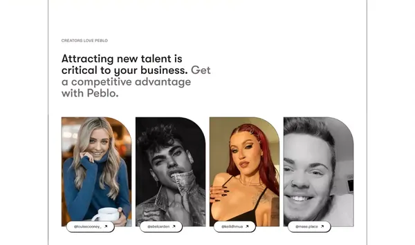 Peblo | Get your talent paid now, not later - Landing design inspiration