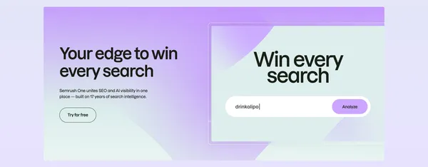 Semrush: Your Unfair Advantage for Growing Brand Visibility - Landing design inspiration