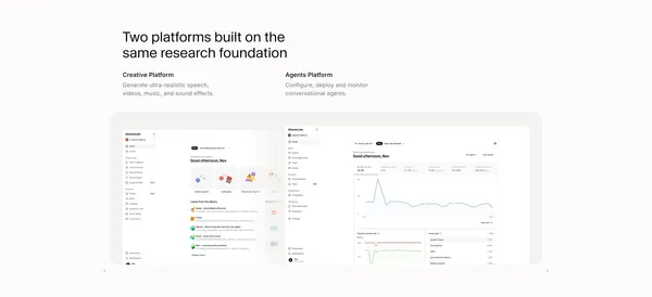 Free AI Voice Generator & Voice Agents Platform | ElevenLabs - Landing design inspiration