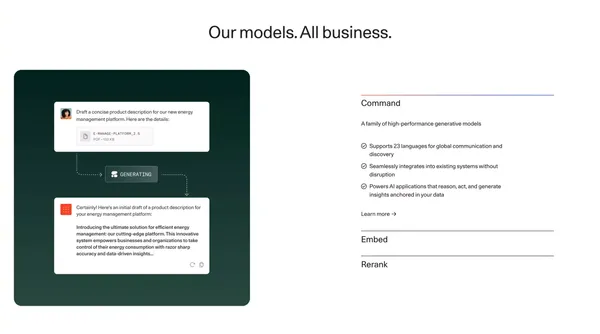 Enterprise AI: Private, Secure, Customizable | Cohere - Landing design inspiration