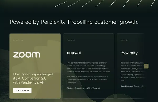 Sonar by Perplexity - Landing design inspiration