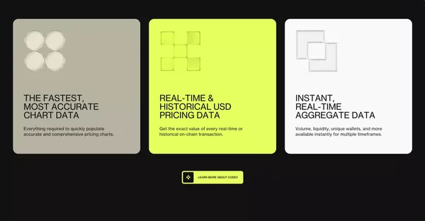 Codex | Most Accurate & Reliable Blockchain Data API - Landing design inspiration