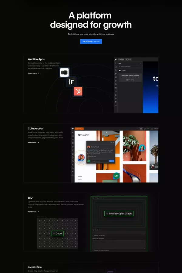 Webflow: Create a custom website | No-code website builder - Landing design inspiration