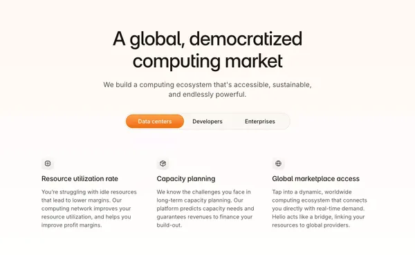 Helio: Powering a Brighter Cloud - Product page design inspiration
