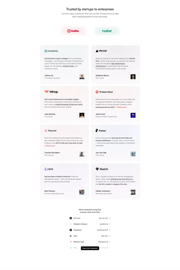 Dub.co - Link Management for Modern Marketing Teams - Landing design inspiration