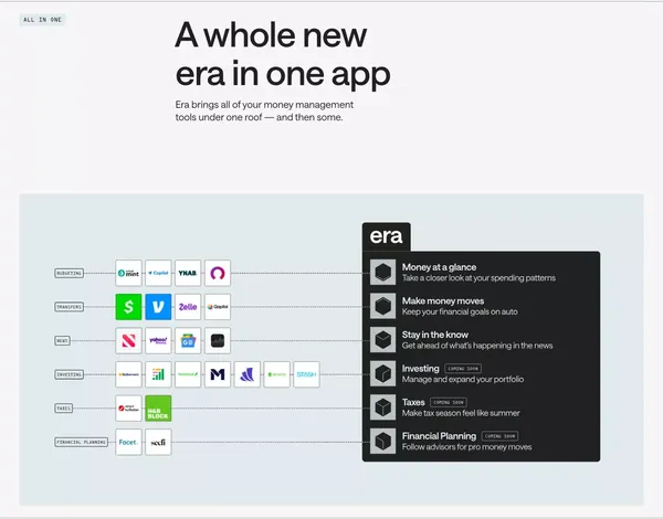 AI to make more of your money | Era - Landing design inspiration