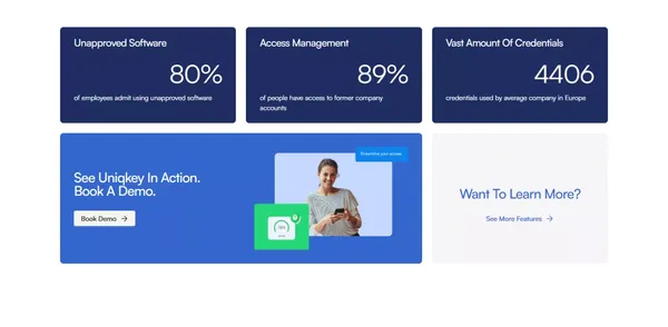 Uniqkey: Simplify Access and Secure your Business - Landing design inspiration
