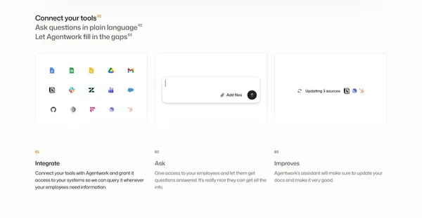 Agentwork — One place to ask, across every tool - Landing design inspiration