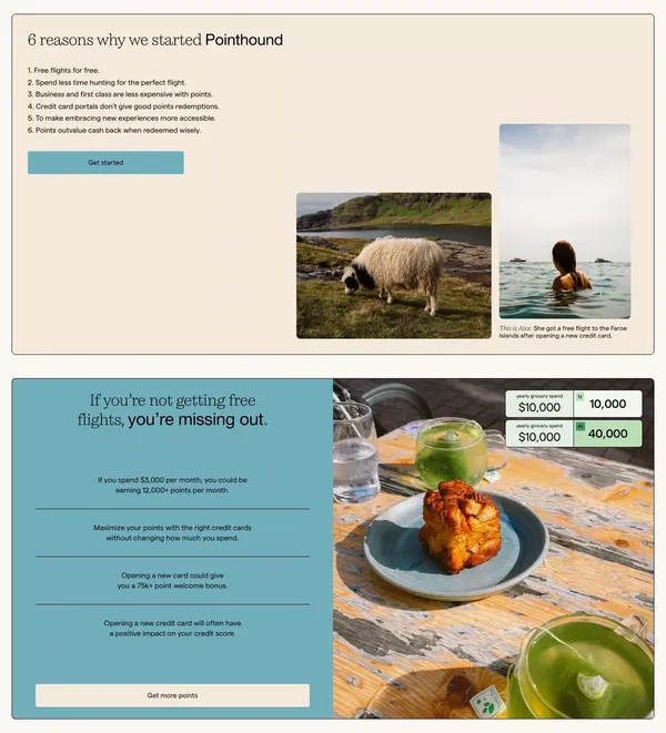 Pointhound - Landing design inspiration