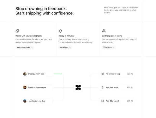 Audyr — Know exactly what to build next - Landing design inspiration
