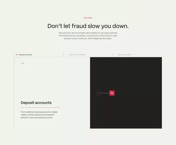 SentiLink | The fraud experts - Landing design inspiration