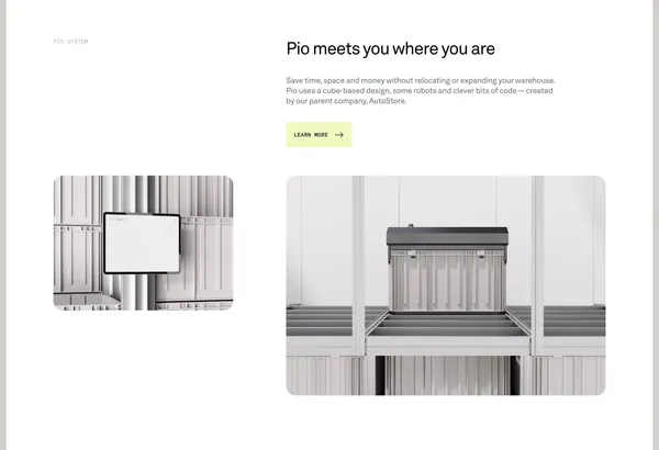 Pio© | Warehouse Automation - Free Your Business - Landing design inspiration