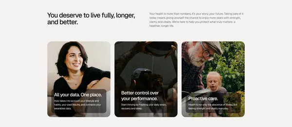 Holo - Your companion for lifelong vitality. - Landing design inspiration