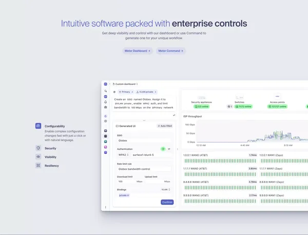 Meter – Internet infrastructure for the enterprise - Landing design inspiration